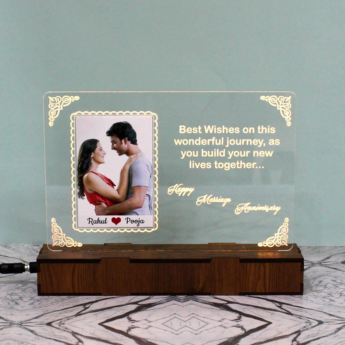 Happy Marriage Anniversary Personalized LED Photo Frame with ...