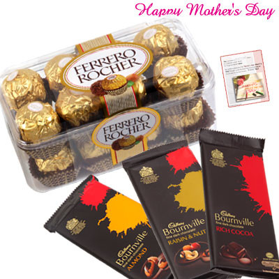 Elegant Chocolates - Ferrero Rocher 16 pcs, 3 Bournville 30 gms each and Card