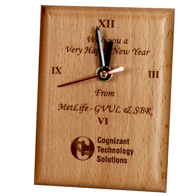 Standing Laser Engraved Wooden Clock & Card
