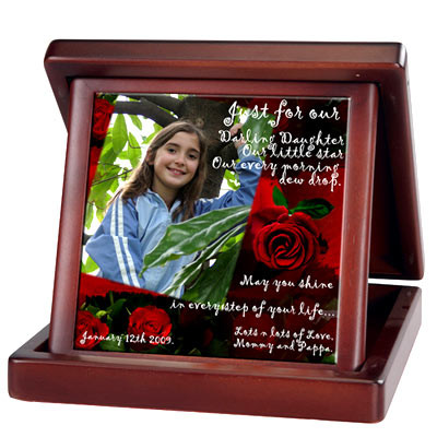 Ceramic Tile in Wooden Foldable Box & Card