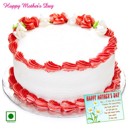 Strawberry Eggless Cake - Strawberry Eggless Cake 1 Kg and Card