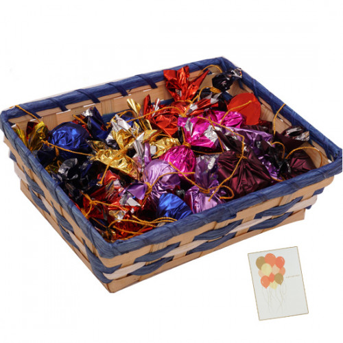 Attractive Choco Gift - Handmade Chocolates 400 gms in Basket and Card