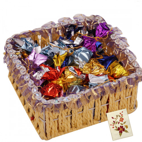 Choco Treat - Handmade Chocolates 200 gms in Basket and Card