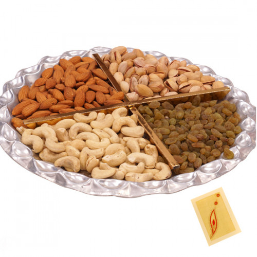 Designer Dryfruit Tray - Assorted Dry fruits 400 gms in Tray