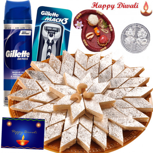 Emotions - Gillete Shaving Foam, Mach 3 Razor, Kaju Katli with Bhaidooj Tikka and Laxmi-Ganesha Coin