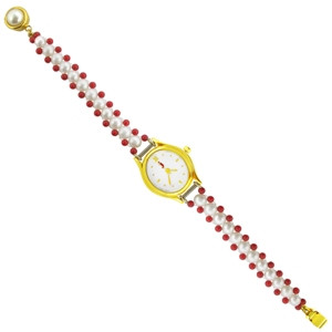 Red Stone Pearl Watch