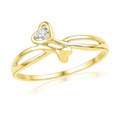 Valentines Day Special Double Heart Diamond Finger Ring
