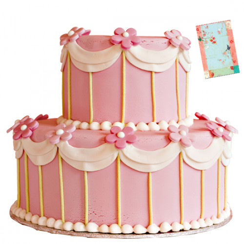 Two Tier Strawberry Cake 3 Kg + Card
