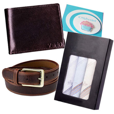 Wonderful Combo - Wallet, Belt, Set of 3 Handkerchief