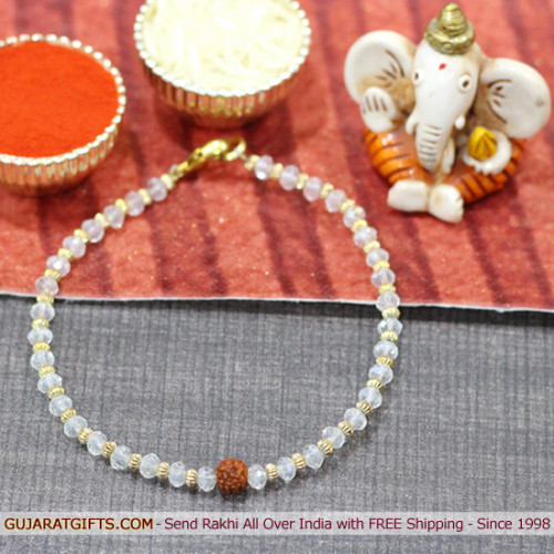 Crystal Beads & Rudraksha Rakhi