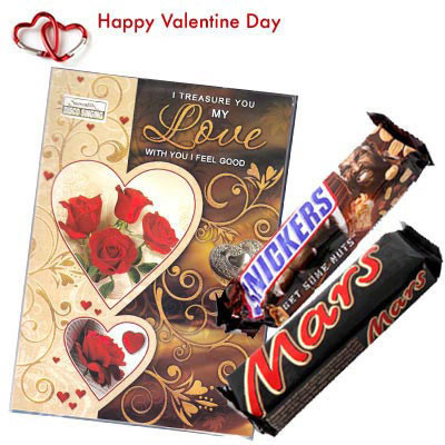 Just For You - Valentine Musical Greeting Card + Snickers & Mars Chocolates
