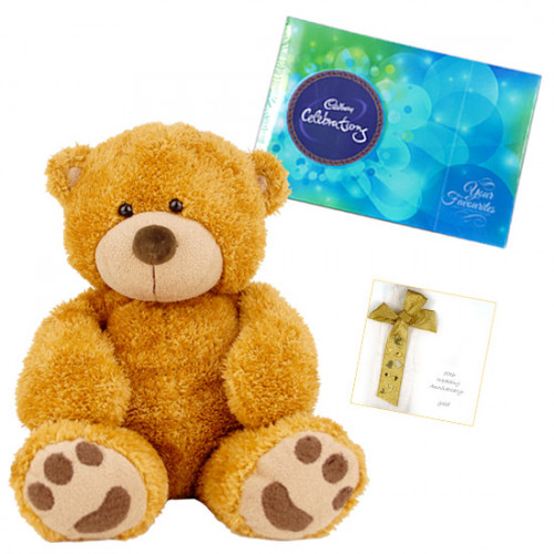 Teddy Celebration - Teddy 8 inch, Cadbury Celebrations 118 gms & Card