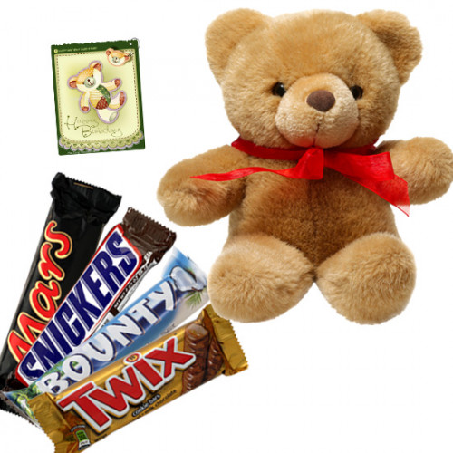 Cute Teddy Chocolate - Teddy 12 inch, Snickers, Mars, Twix, Bounty & Card