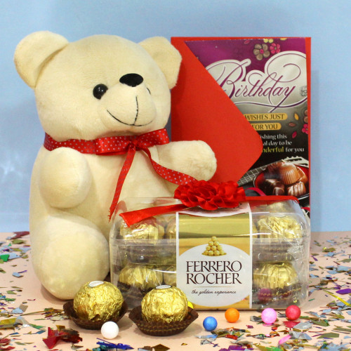 Ferrero Celebration - Teddy 6 inch, Ferrero Rocher 16 pcs & Card