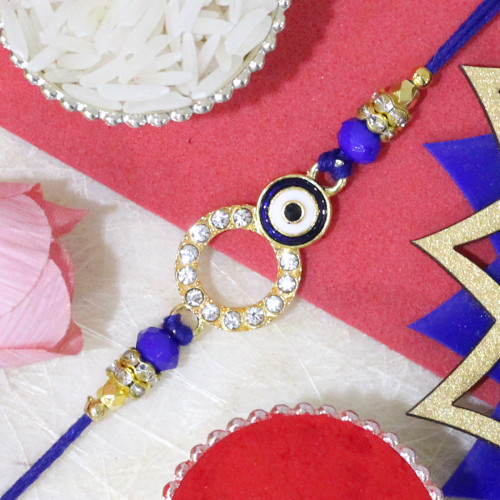 Designer "Evil Eye" Rakhi with Diamond Studded Dial