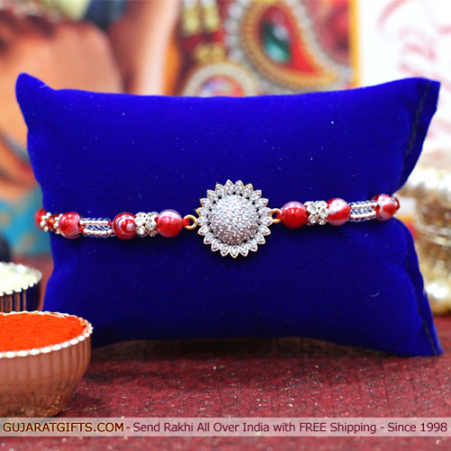 Exquisite Floral Diamond Rakhi