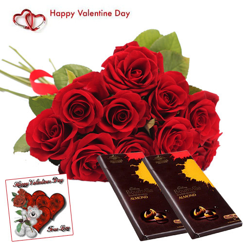 Choco with Love - 15 Red Roses bunch + 2 Bournville + Card