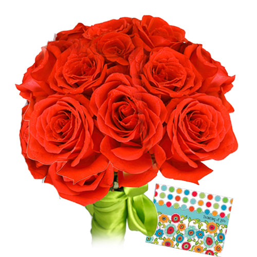 Simple Touch - 25 Red Roses Bunch + Card