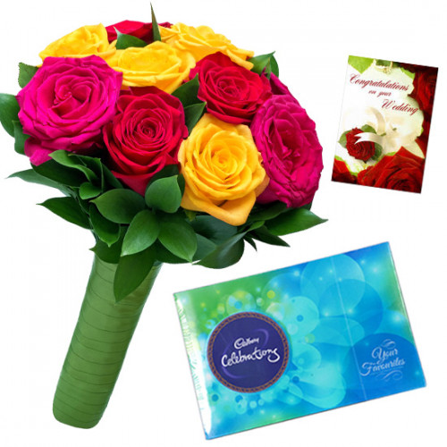 Mix with Celebrations - 10 Mix Roses Bunch, Cadbury Celebration + Card