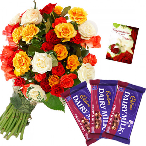 Mix N Nut - 20 Mix Roses Bunch, 3 Fruit n Nut + Card