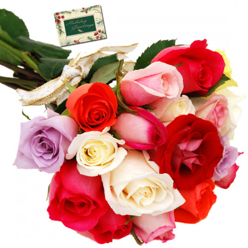 Mix Roses - 15 Mix Roses Bunch & Card