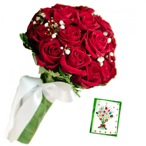 Exciting Bunch - 10 Red Roses Bunch & Card