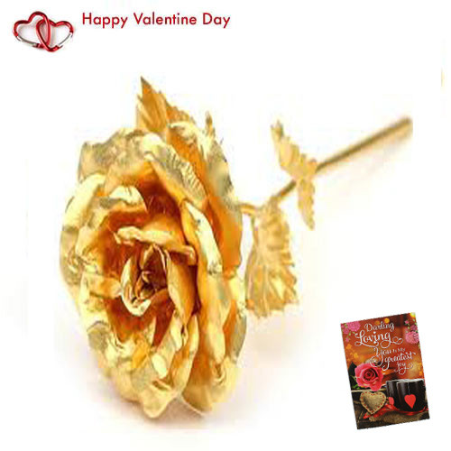 Golden Rose & Valentine Greeting Card