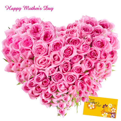 Grand Pink Heart - Heart Shaped Arrangement of 100 Pink Roses and Card