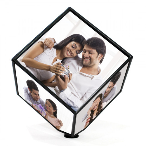 Personalized Rotating Cube (Battery Operated) & Card