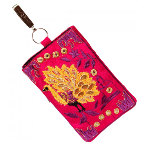 Peacock Pink Mobile Pouch (6 inch by 4 inch)