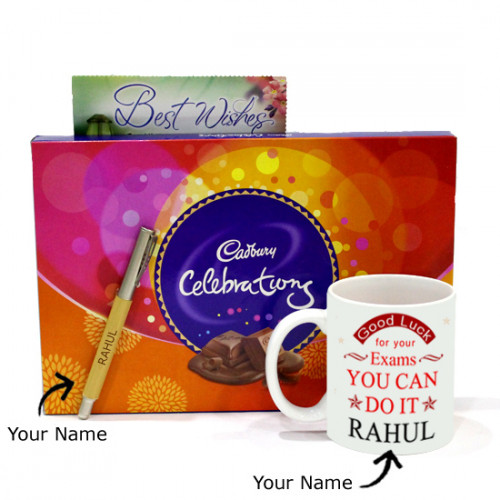 Lucky Charm - Personalized Mug, Cadbury Celebration, Personalized Wooden Pen and Card