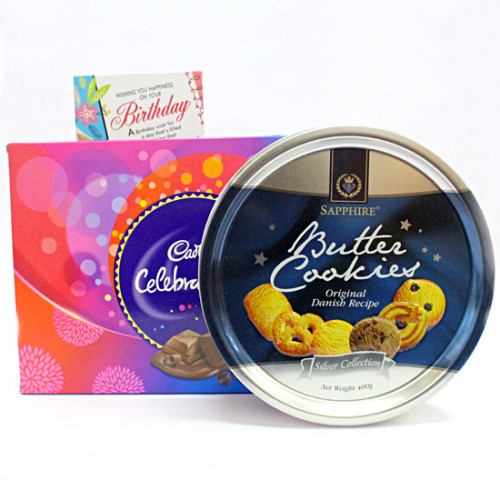 Cookie Celebration - Danish Butter Cookies, Cadbury Celebrations and Card