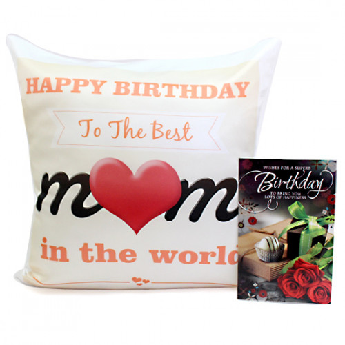 Softly Motherly - Happy Birthday Personalized Photo Cushion and Card