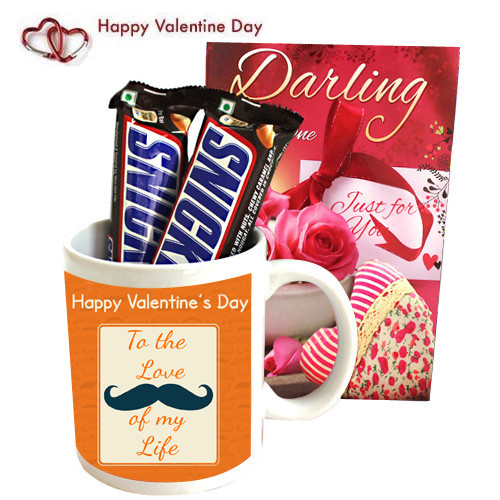 Muggy Crunch - Happy Valentine's Day Mug, 2 Snickers and Card