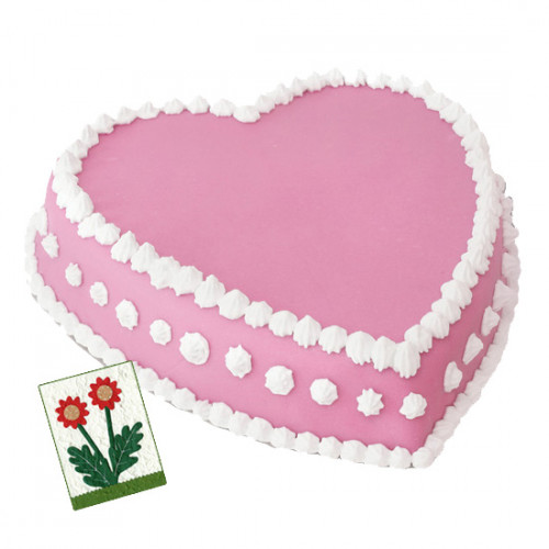 2 Kg Strawberry Heart Shaped Cake & Card
