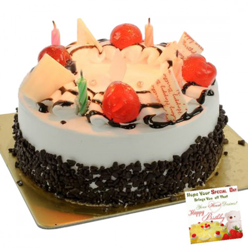 Five Star Bakery - 1.5 Kg Blackforest Cake & Card