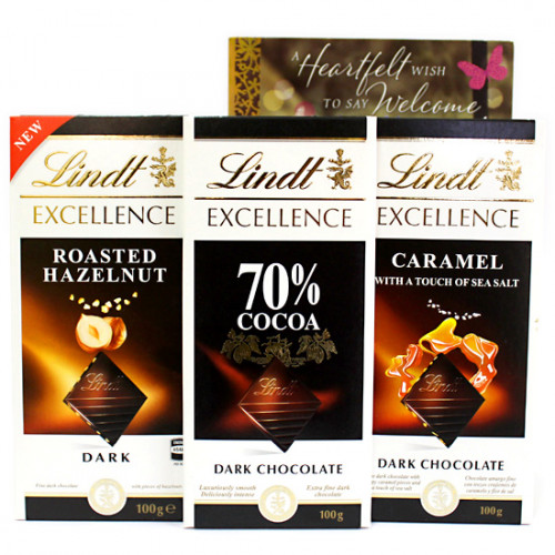 Excellence of Lindt - 3 Lindt Excellence Chocolates and Card
