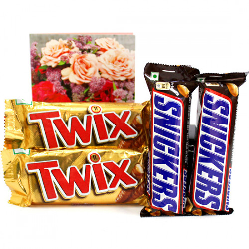 Snickers N Twix - 2 Snickers, 2 Twix and Card