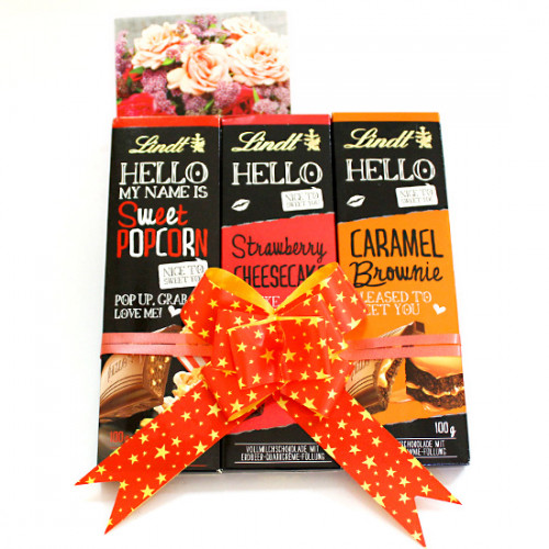 Lindt Hellos - 3 Lindt Hello Chocolates and Card