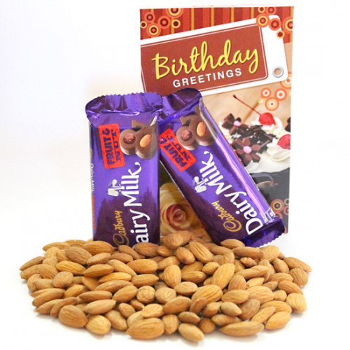 Badami Nut  - Almonds, 2 Dairy Milk Fruit & Nut and Card