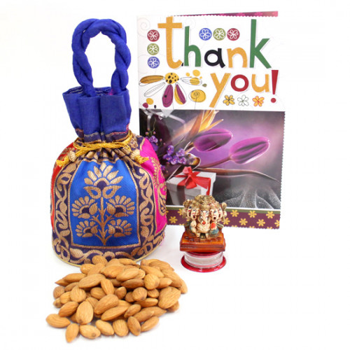 Divine Infinity - Almonds in Potli (D), Ganesh Idol and Card