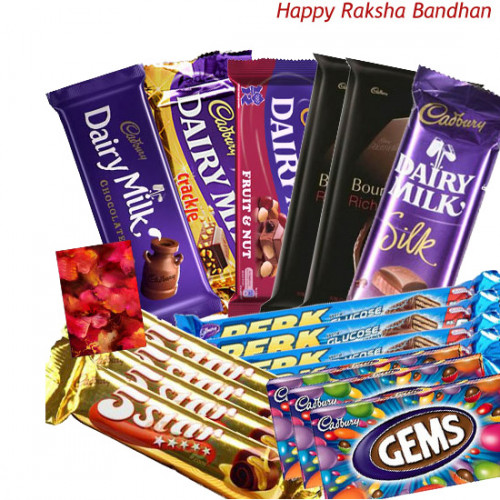 20 Assorted Cadbury Chocolates (Rakhi & Tika NOT Included)