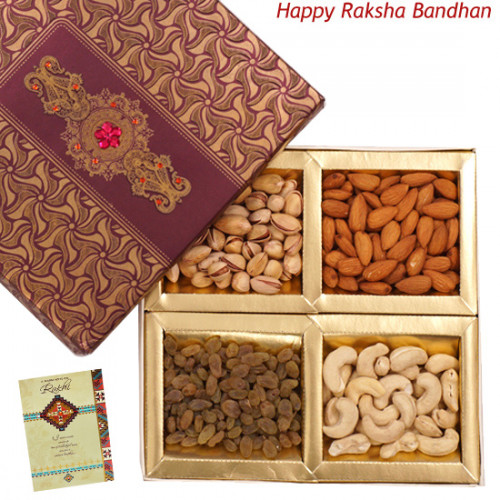 Assorted Dryfruits in Fancy Box and Free Greeting Card (Rakhi & Tika NOT Included)