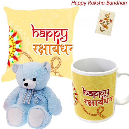 My Lovely One - Happy Rakshabandhan Mug, Happy Rakshabandhan Cushion, Teddy 6 inch