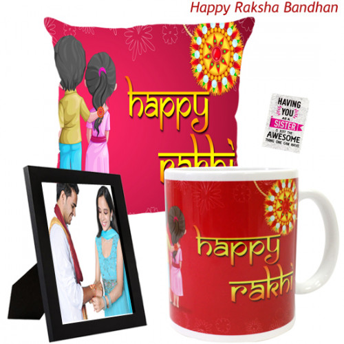 Moments of Love - Happy Rakhi Cushion, Photo Frame, Happy Rakhi mug