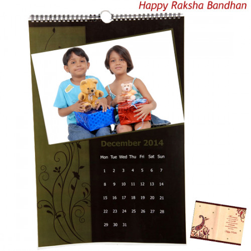 Personalized Wall Calendar - 12 inches X 18 inches (Rakhi & Tika NOT Included)