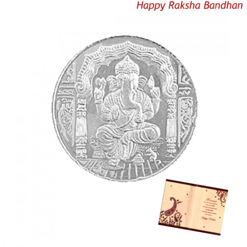 Silver Ganesh Coin - 5 Grams (Rakhi & Tika NOT Included)