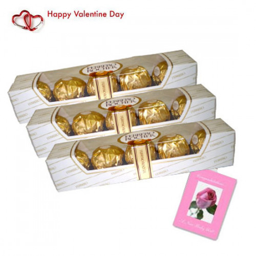 Ferrero Delight - 3 Ferrero Rocher 4 Pcs Each & Valentine Greeting Card