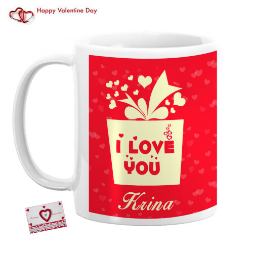 I Love You in Gift Box Personalized Mug & Valentine Greeting Card