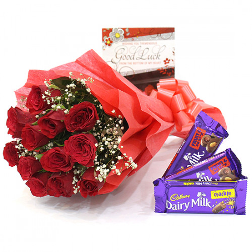 Rosy Nut - 10 Red Roses with 2 Fruit & Nut & Crackle+ Card